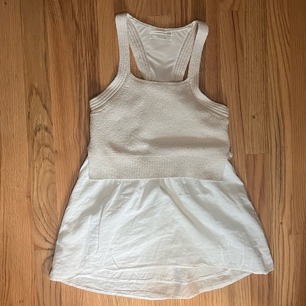 Anthropologie Jenna Knit Babydoll Tank Ivory Size Extra Small